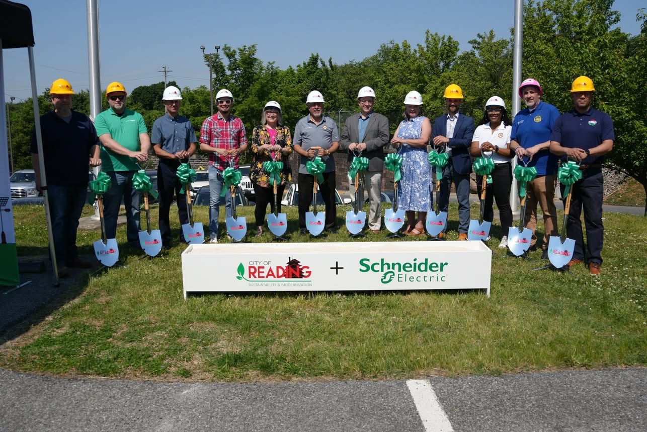 Jaime joining the groundbreaking for a Reading solar-panel project with Schneider Electric